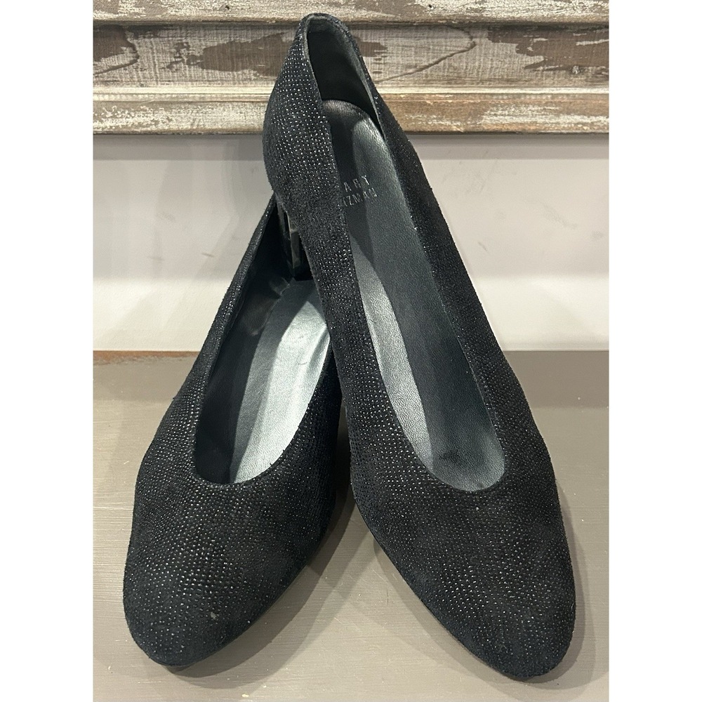 Stuart Weitzman Black Solar Goosebump Pumps‎ Women's Size 7.5M Made In Spain EUC
